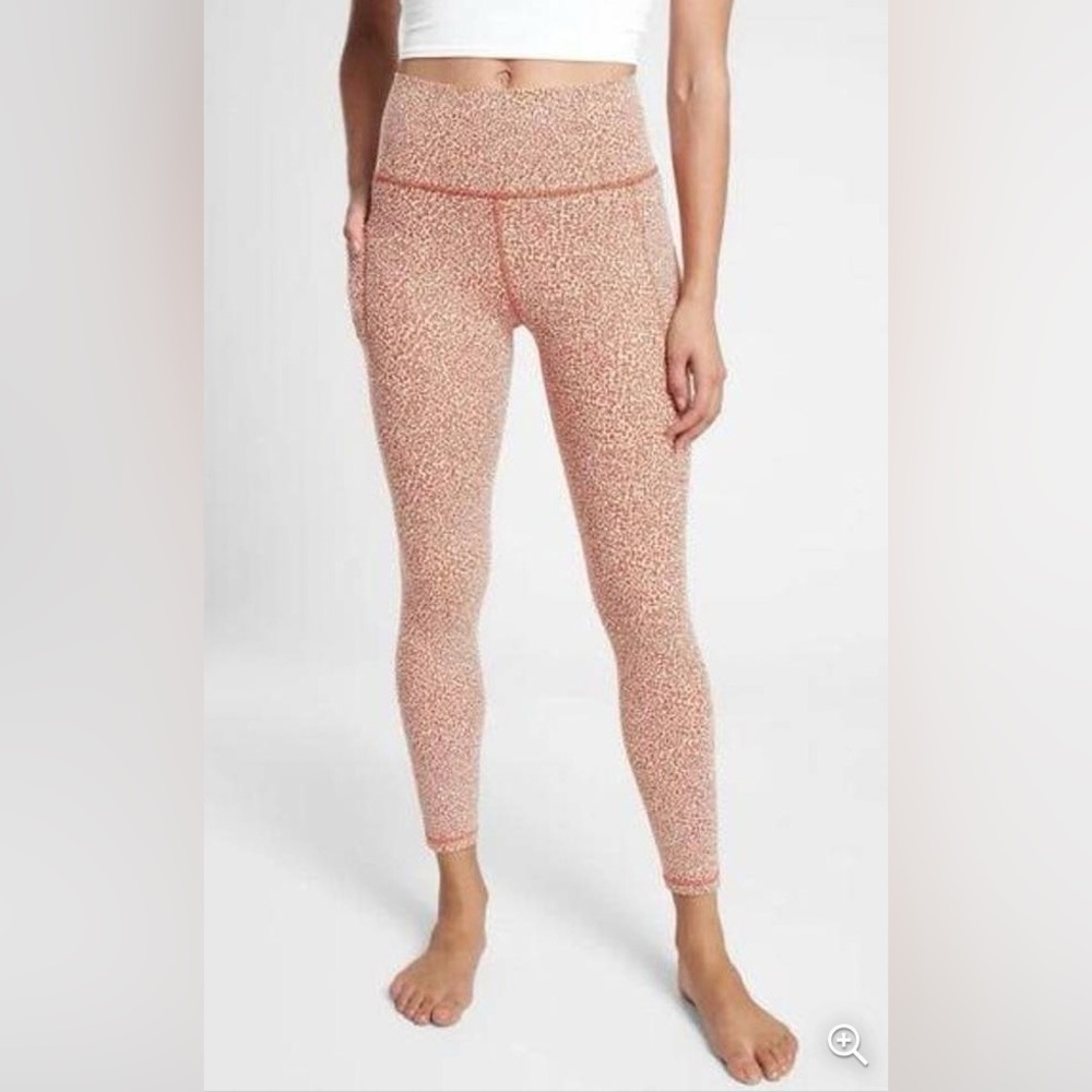 Athleta Leggings - Salutation Stash Textured Orange Cheetah/Leopard Print